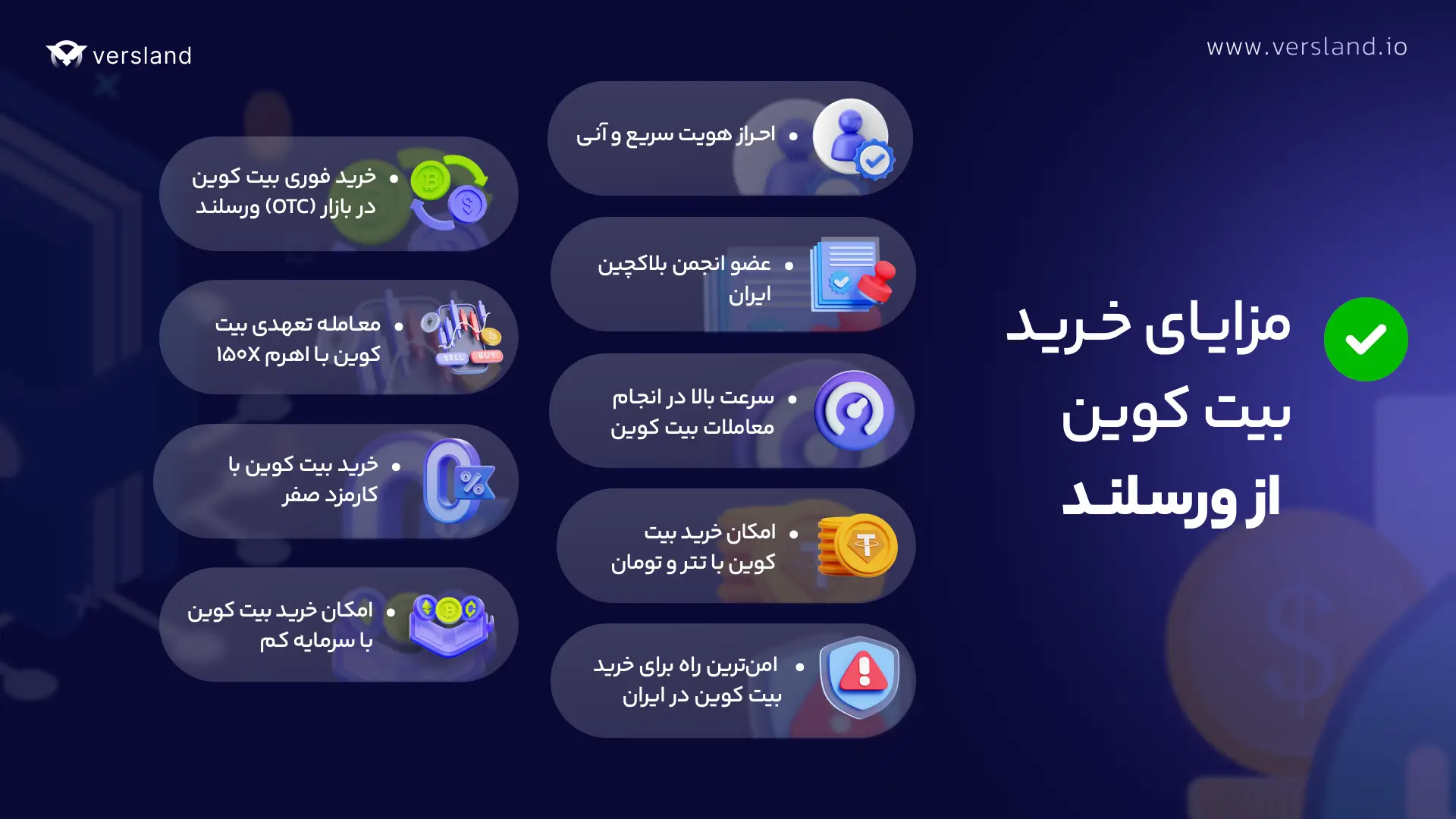 مزیت های خرید بیت کوین از صرافی ارز دیجیتال ایرانی ورسلند